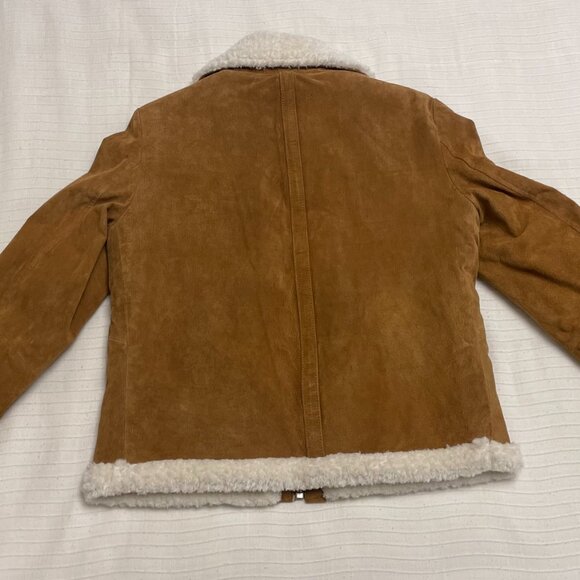 NWT Zara Woman Suede + Faux Shearling Bomber - Picture 4 of 9